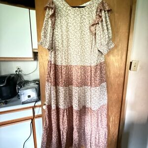 English Factory Floral Maxi Dress - Pink and White